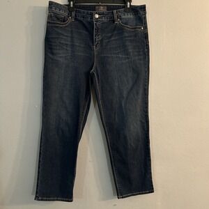 Chicos Womens Mid Rise Dark Blue Cropped Denim Jeans Size0.5